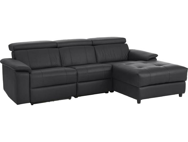 Ecksofa, Schwarz, 252x164 cm, Webstoff, Manuelle Relaxfunktion, Modern, Home-affaire
