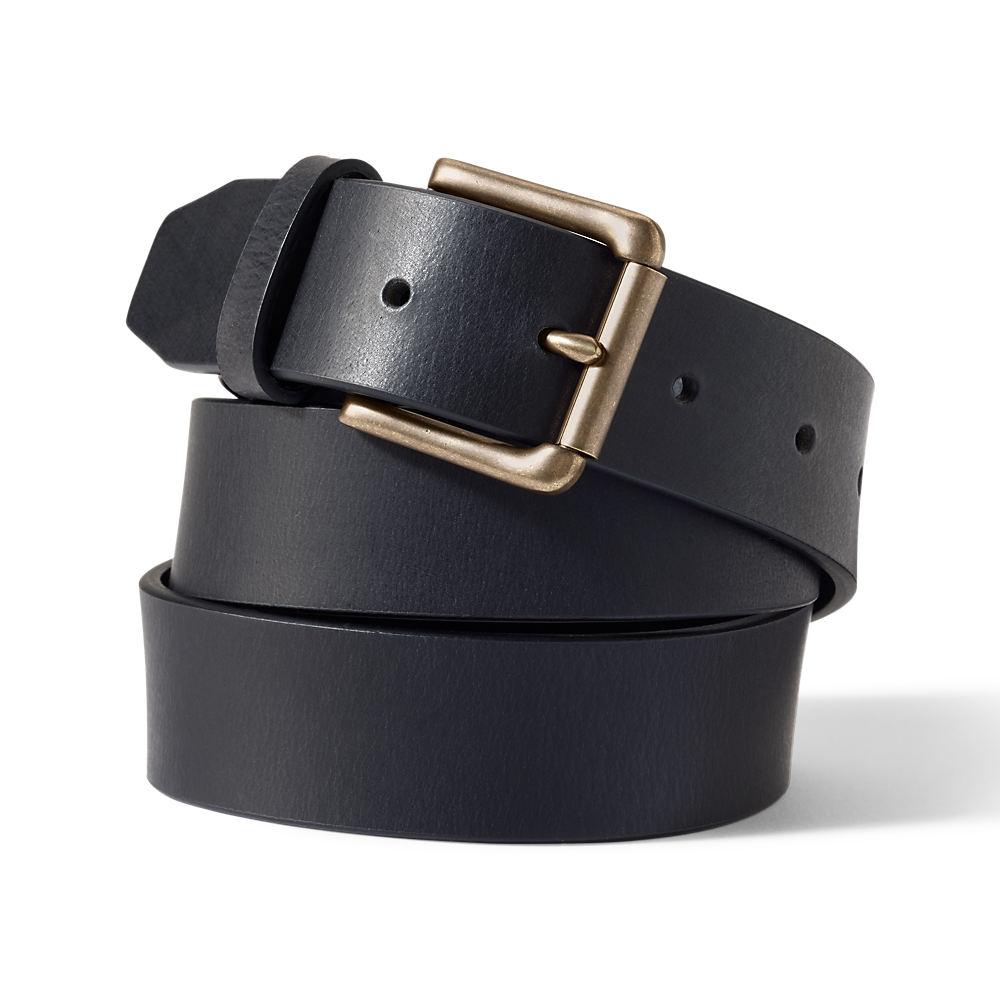 Ledergürtel im Vintage-Stil für Herren, Herren, size: regular, Schwarz, Leder, by Lands' End