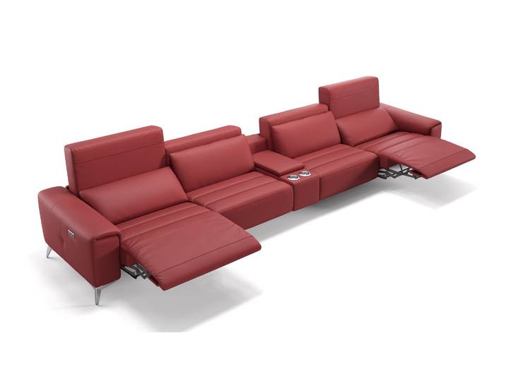 Heimkino Lounge BELLA Leder 4-Sitzer Kinosofa Relax Sofa