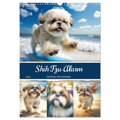 Shih Tzu Alarm. Glückliche Wuschelköpfe (Wandkalender 2026 DIN A3 hoch), CALVENDO Monatskalender