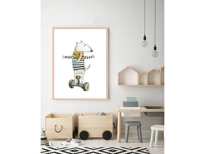 Bild Grey Smiling Dog 63 x 83cm Multicolor