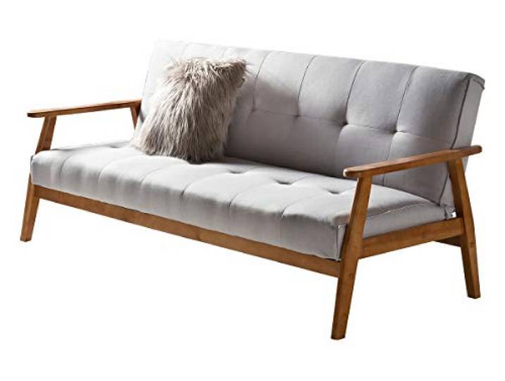 Unbekannt SalesFever Sofa Schlafsofa 190x85x81 cm hellgrau Webstoff Webstoff, Massivholz L = 190 x B = 85 x H = 81 hellgrau