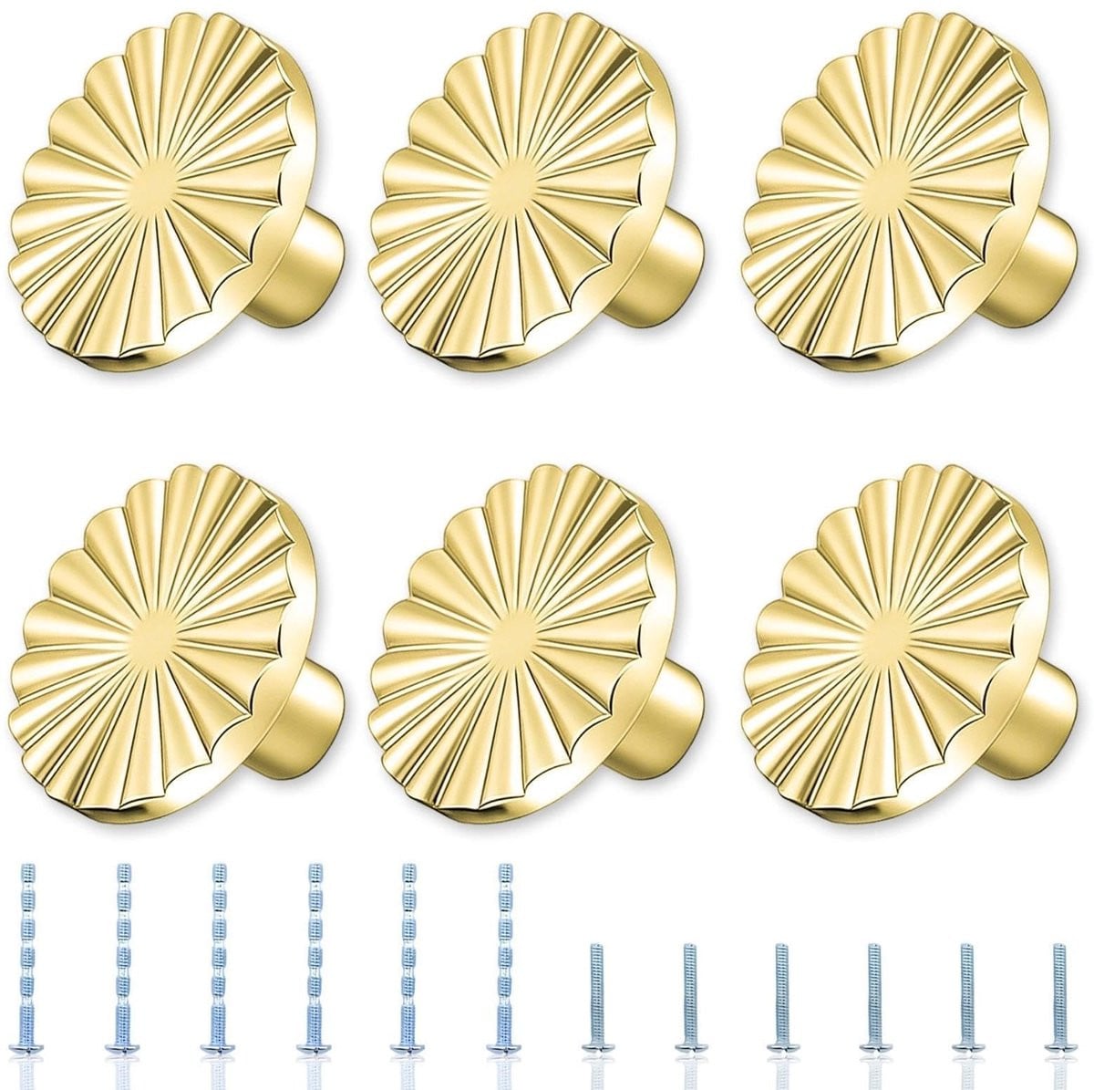 SolidKeus - Set van 6 gouden meubelknoppen van zinklegering