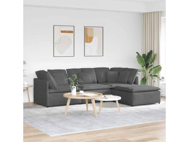 HEFZGDB Modulares Sofa mit Fußhocker Kissen Cordstoff Dunkelgrau – Elegantes Design mit atmungsaktiver Polsterung und robustem Metallrahmen für außergewöhnlichen Komfort und Flexible