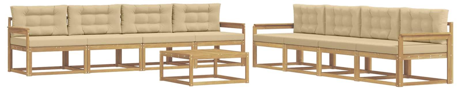 Outdoor-Sofagarnitur 9 pcs Weiß und Beige 79 x 79 x 37 cm