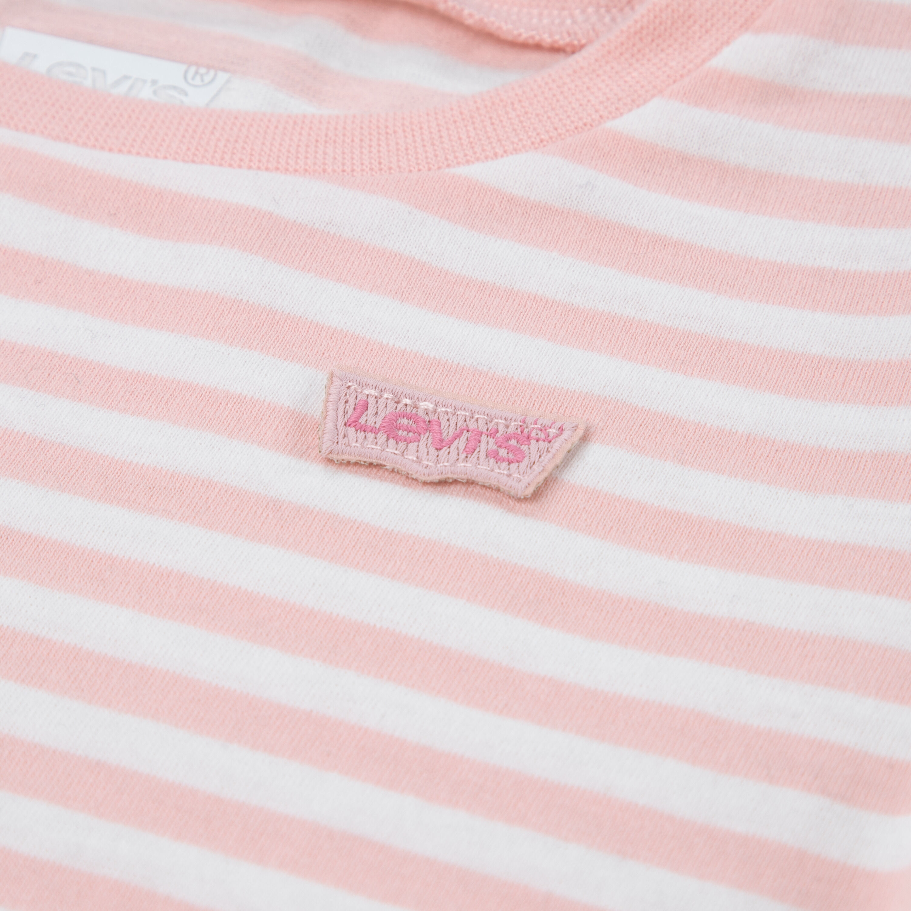 Langarmshirt LEVI'S KIDS "LVG STRIPE LS TEE", Mädchen, Gr. 36M (98), rosa (powder pink), Jersey, Obermaterial: 60% Baumwolle, 40% Polyester, gestreift, normal normal, Rundhals, Shirts Langarmshirt, im Streifendessin, Baumwollmix powder pink 36M (98)