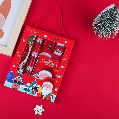 6 teile/satz weihnachts tragbare schreibwaren geschenk box set enthalten 2 bleistifte 1 bleistift spitzer 1 radiergummi 1 lineal 1 haftnotiz papier für grundschüler kinder lernen geschenk auszeichnung