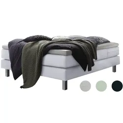 Hasena »Basio« Boxspringbett 160x200 cm / Kunstleder Weiss / fest