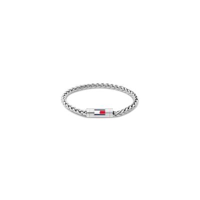 Armband TOMMY HILFIGER "ADJUSTABLE BARREL", edelstahlfarben, weiß, rot, blau, Armbänder, Herren, 19cm, Edelstahl, Armband, Emaille