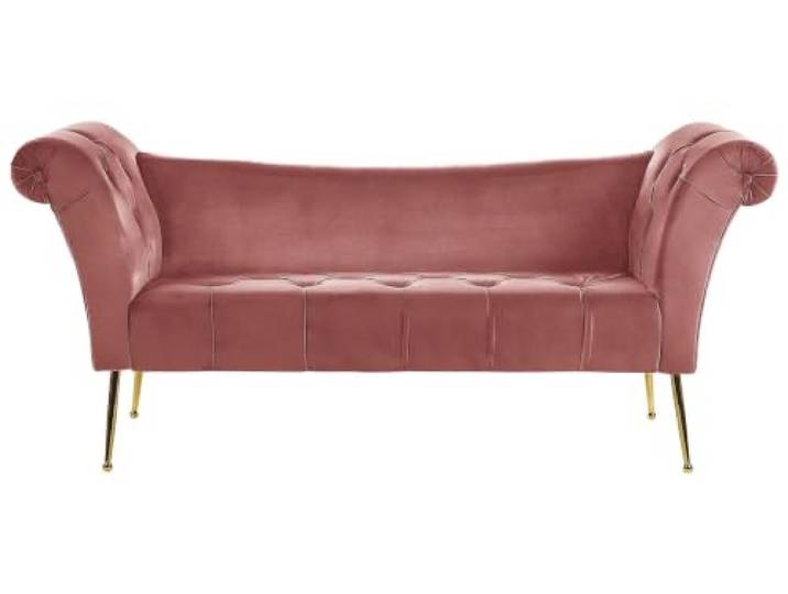 Beliani Bequeme Chaiselounge im Retro Stil Samtbezug rosa Nantilly