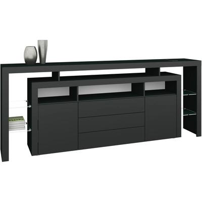 Sideboard BORCHARDT MÖBEL "Rosario", schwarz (schwarz, matt), B:220cm H:88cm T:35cm, Sideboards, Sideboard, Breite 220 cm
