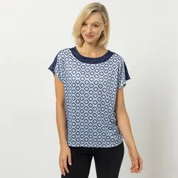 JERYMOOD HOMEWEAR Shirt, 1/4-Arm Rundhalsausschnitt Seitenschlitzen Kontrasteinsatz