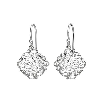 Paar Ohrhänger JOBO "Ohrringe Floral 30 mm hängend", silber 925, Ohrringe, Damen, Silber 925 (Sterlingsilber), 925 Silber rhodiniert