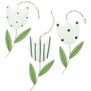 Frank-Flechtwaren Osterdeko 770442, Tulpen zum Aufhängen aus Metall, je 19 cm hoch, 3 Stück