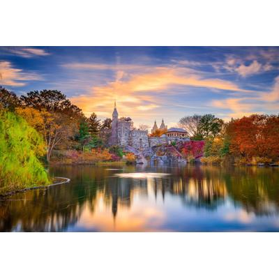 Fototapete PAPERMOON "Central Park Castle", bunt, B:5m L:2,8m, Vlies, Tapeten