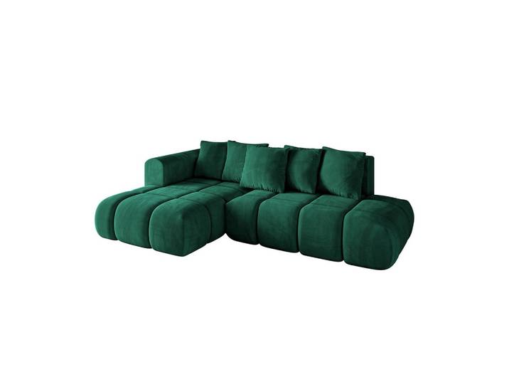 ECKSOFA Ottomane Links CLOUD-L-v1 280x185x90 Dunkelgrün Velours