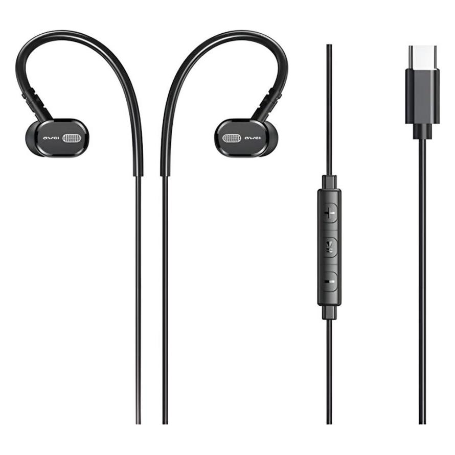 Awei słuchawki stereo TC-6 USB-C czarny/black (Kabelgebunden) (TC-6)