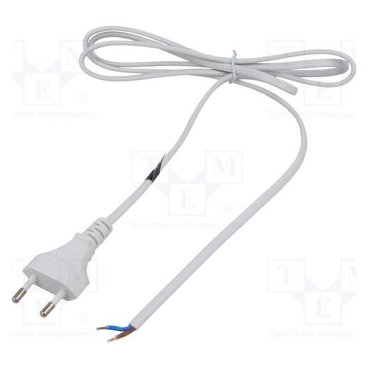 MPL POSAC-CEE7/16WH16: POS AC cable CEE7/16-YJ01(2,5A)-tinned ends H03VVH2-F2G0,75 L=1600 white (1.60 m) (POSAC-CEE7/16WH16)