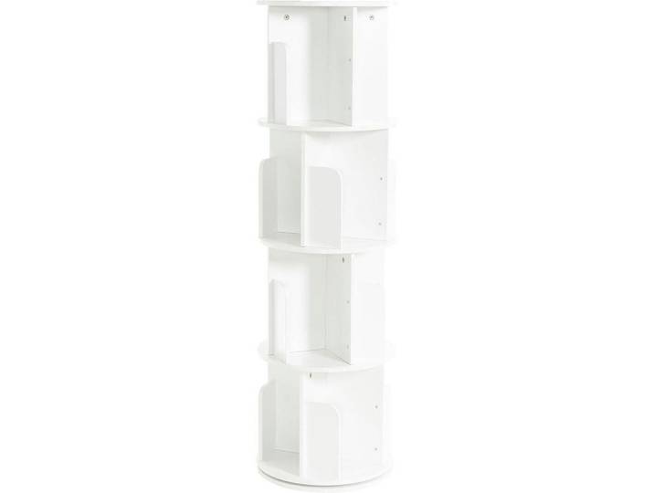 Bücherregal 360 Grad drehbar Weiß 4 Ebenen 40 x 136,2 cm, 40x136.2x40 cm, Wohnzimmer, Regale, Bücherregale