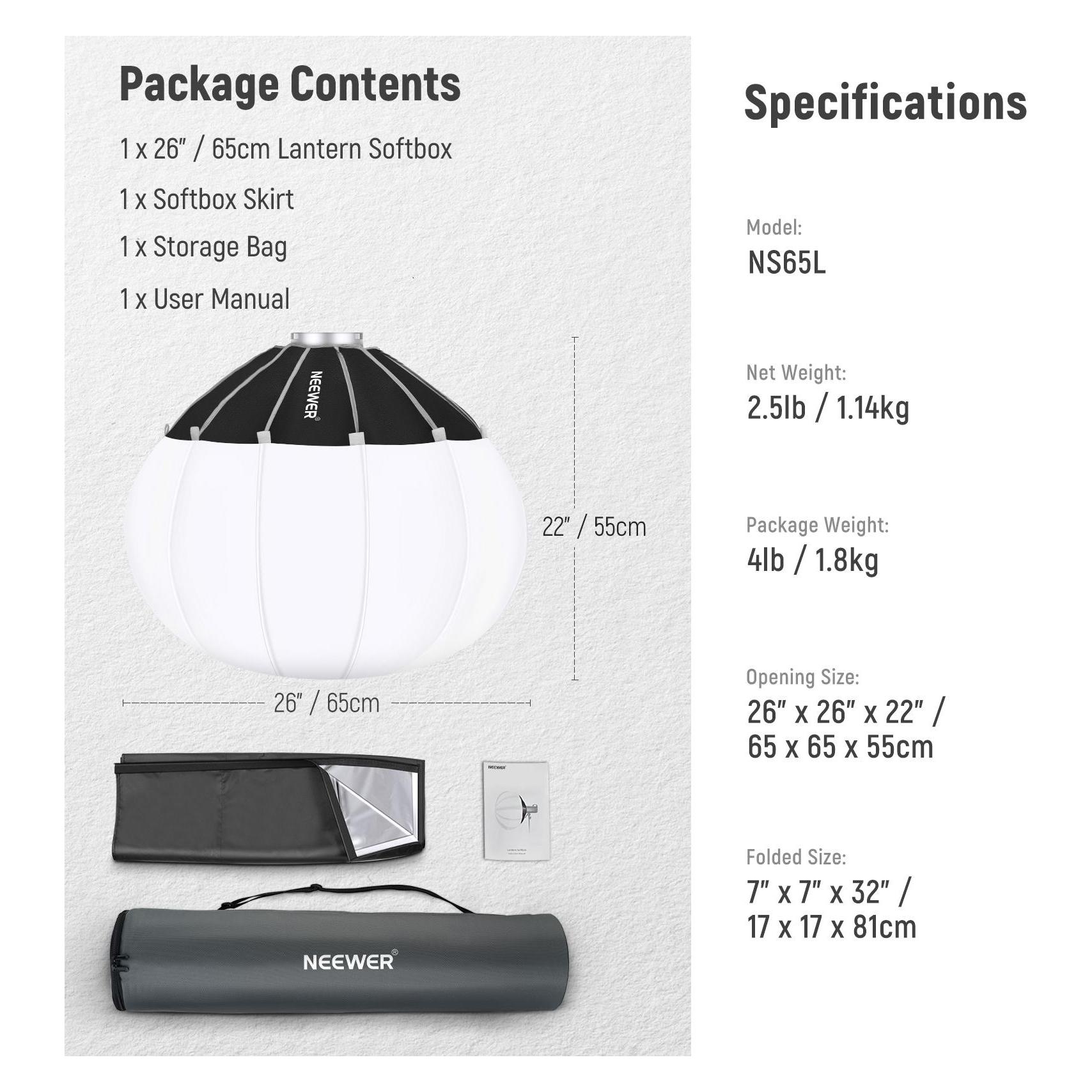 Neewer Softbox 65 cm (Softbox, 65 cm) (B0BNMSPHRQ)