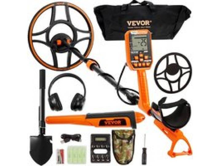 VEVOR Metalldetektor Profi, Metal Detector mit 30 cm Suchspule, 7 Mode, IP68 Tauchtiefe bis zu 3 m Goldsucher mit Verstellbarem Griff Golddetektor inkl. Bluetooth-Headset Präzisions-Ortungsgerät