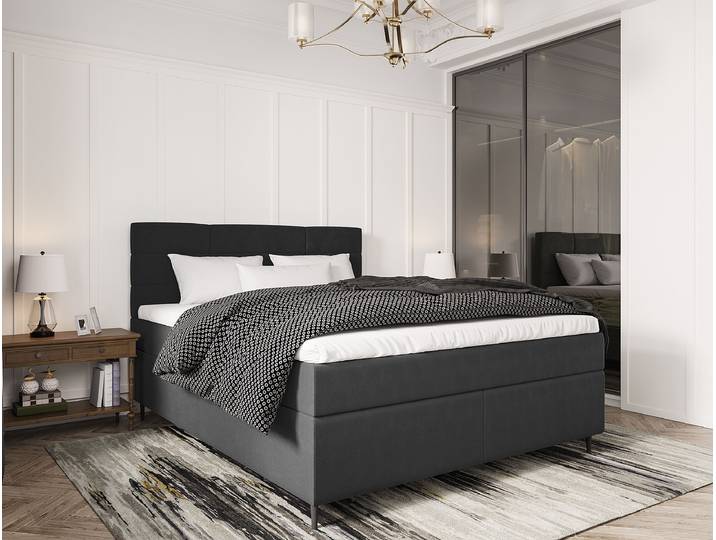 Boxspringbett 160 x 200cm Webstoff Aleida Grau