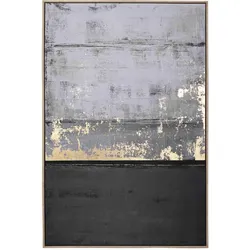 Bild Gate aus Leinwand und MDF-Holz, modern, grau gold, Hochformat 82x122 cm