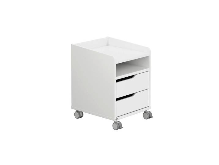 Paidi Rollcontainer, Weiss, Holzwerkstoff, 2 Schublade(n) Schubladen, 43.3x47.6x60.5 cm, Blauer Engel, Goldenes M, griffloses Öffnen, Büromöbel, Container, Rollcontainer