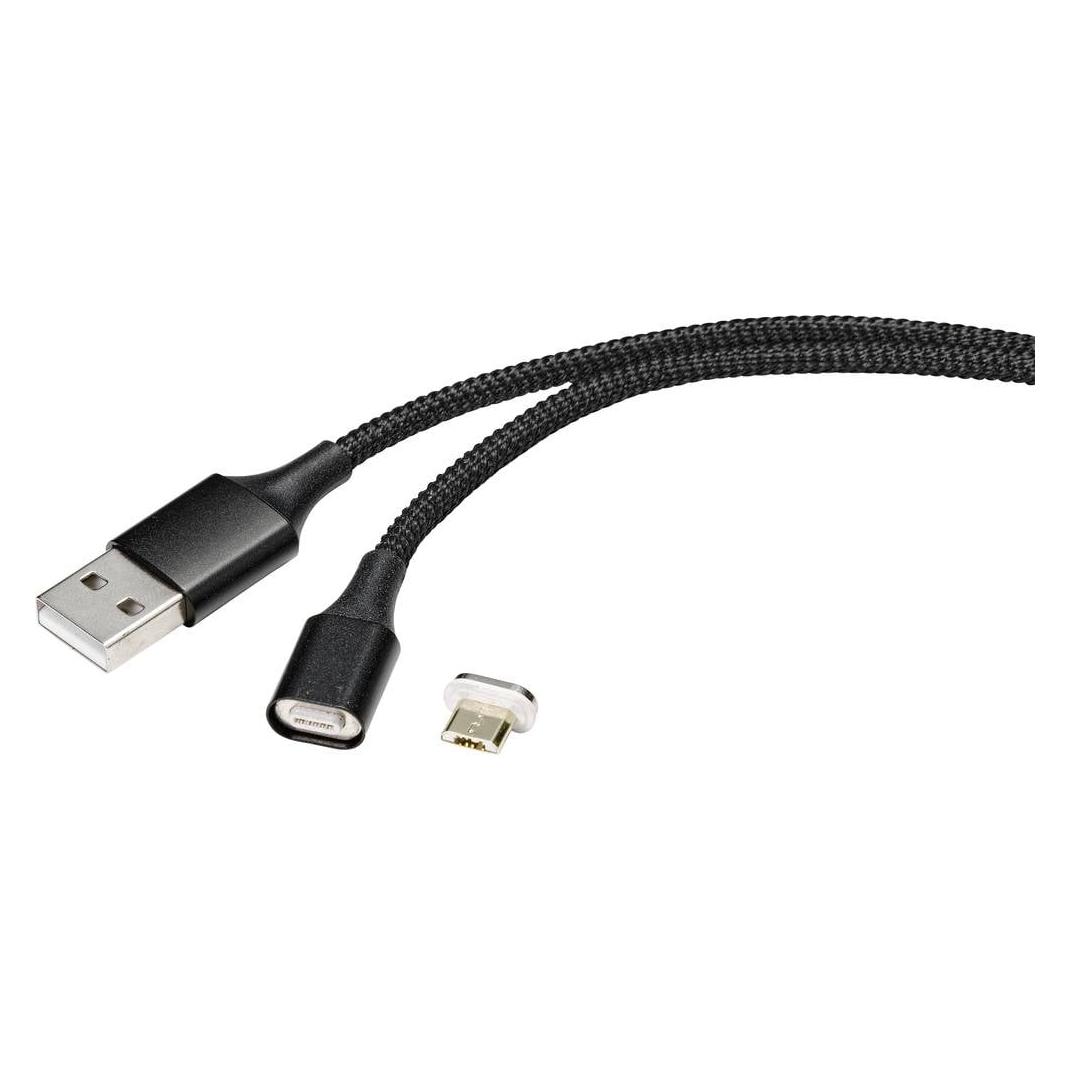 Renkforce Magnetadapter USB A männlich auf Micro-USB männlich (1 m, USB 2.0) (RF-4746074)
