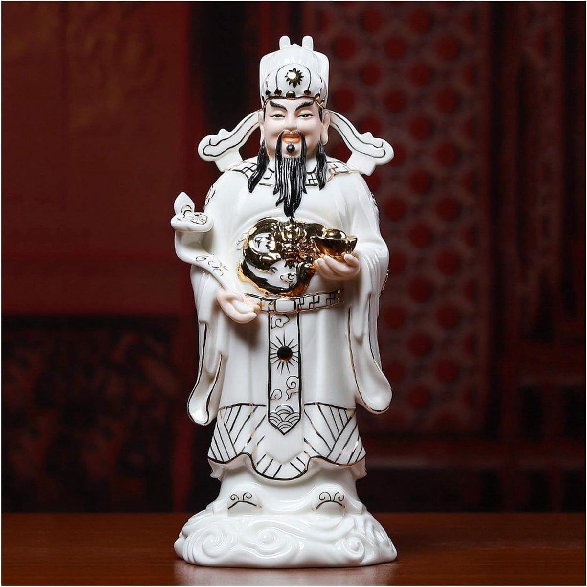 Goudkleurig Boeddha Statuut Decoratie Beeld voor op Tafel - 11 inch