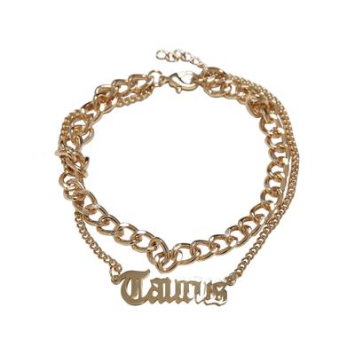 Fußkette URBAN CLASSICS "Urban Classics Unisex Zodiac Golden Anklet" Gr. S, gold (taurus), Halsketten, Damen, S/M, Edelstahl Metall, Edelstahl, Metall