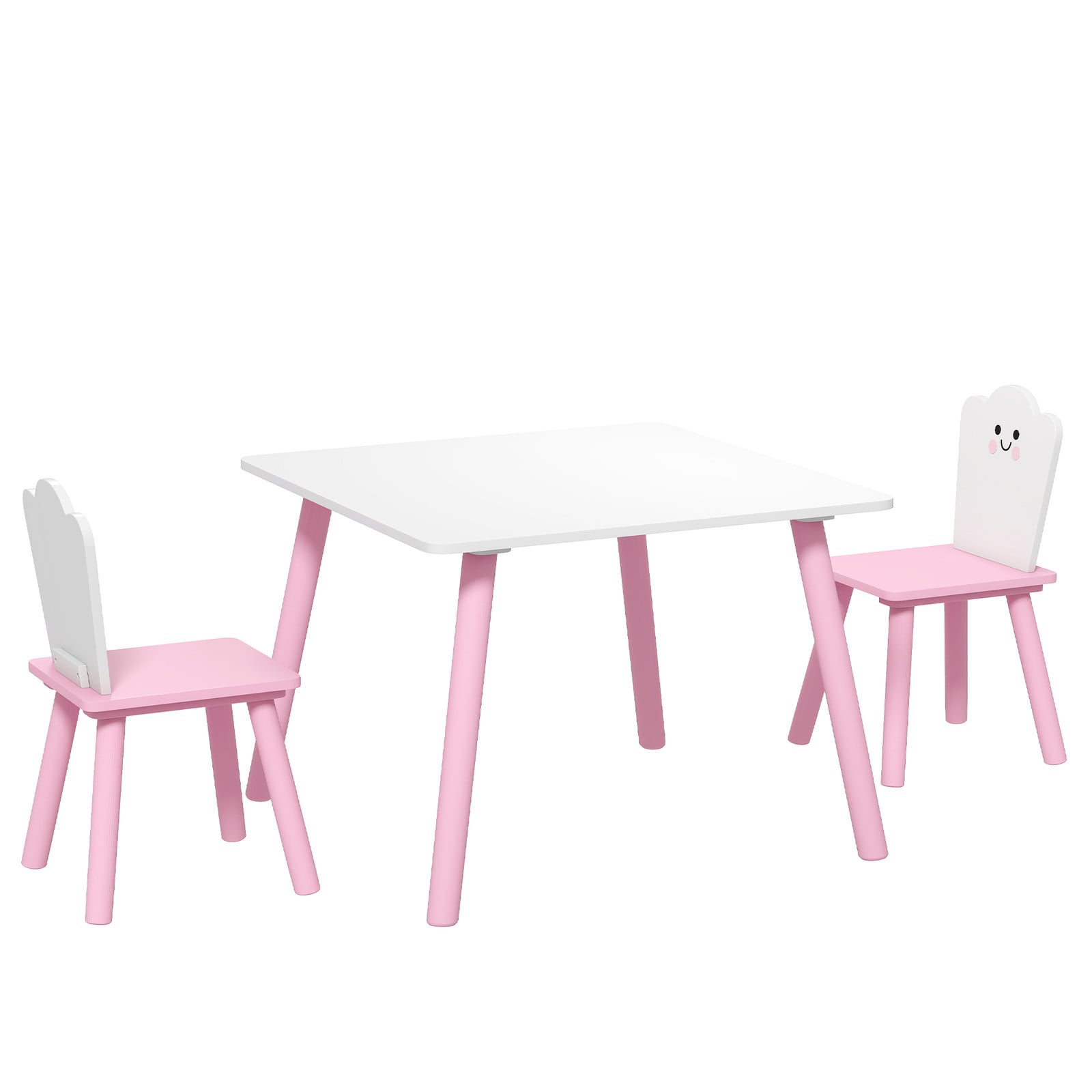 AIYAPLAY Kindertafel- en stoelset 3-delig, roze en wit