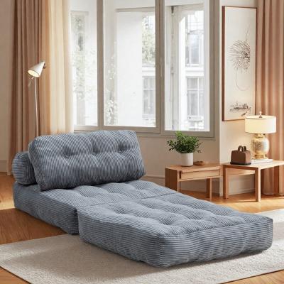 "34.7"" Corduroy Folding Sofa Chair Bed with Pillow and Back Support and Shredded Foam Filling"