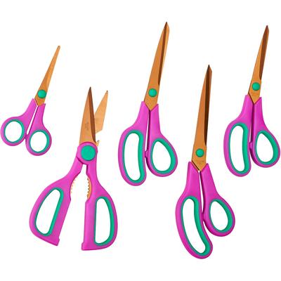 Scheren-Set KING "Easycut", lila (beere), Scheren, 5 Scheren, Edelstahlklingen, Titan beschichtet, Soft-Touch Griffe
