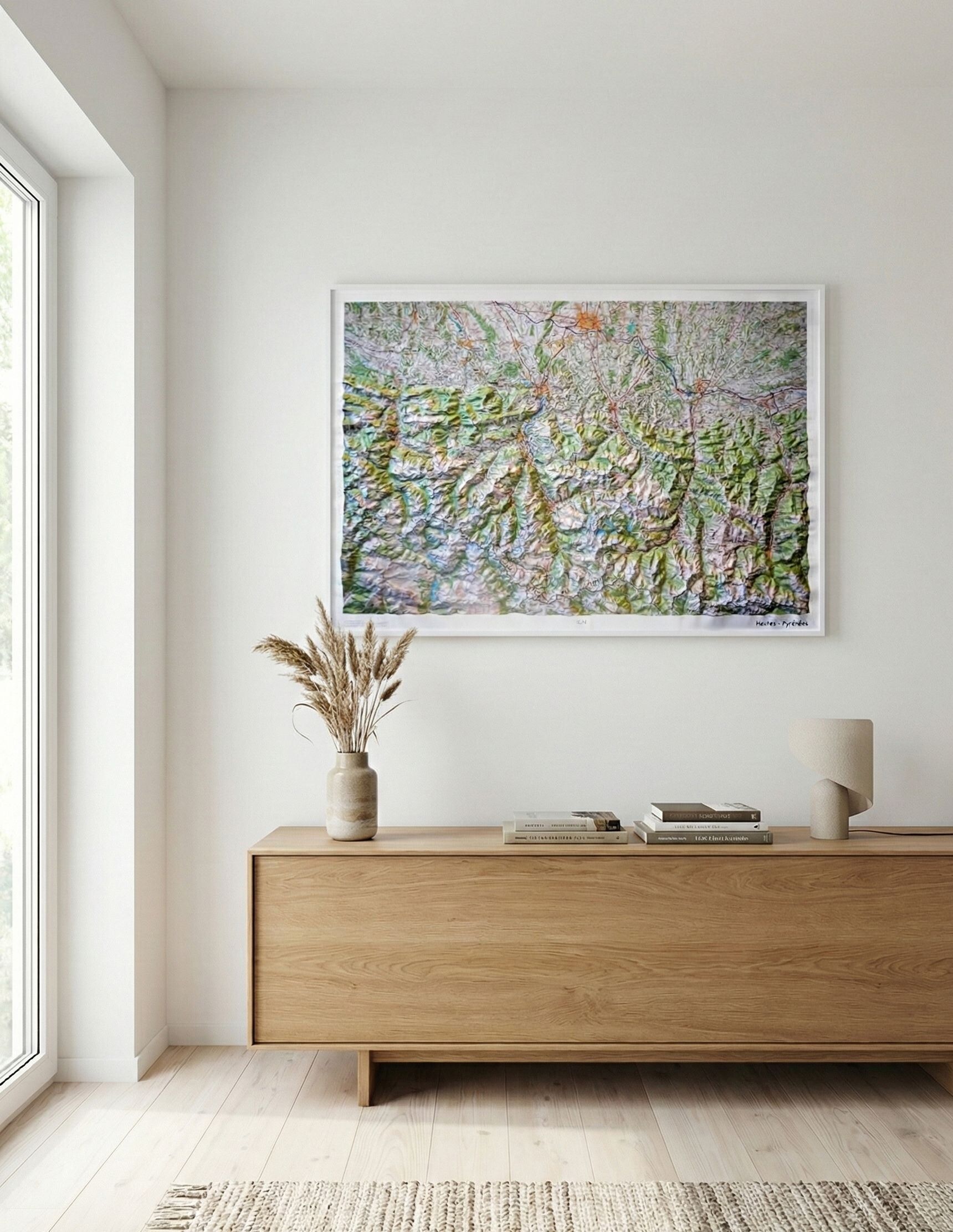 Carte murale en relief - Hautes Pyrénées - 113 x 80 cm   IGN