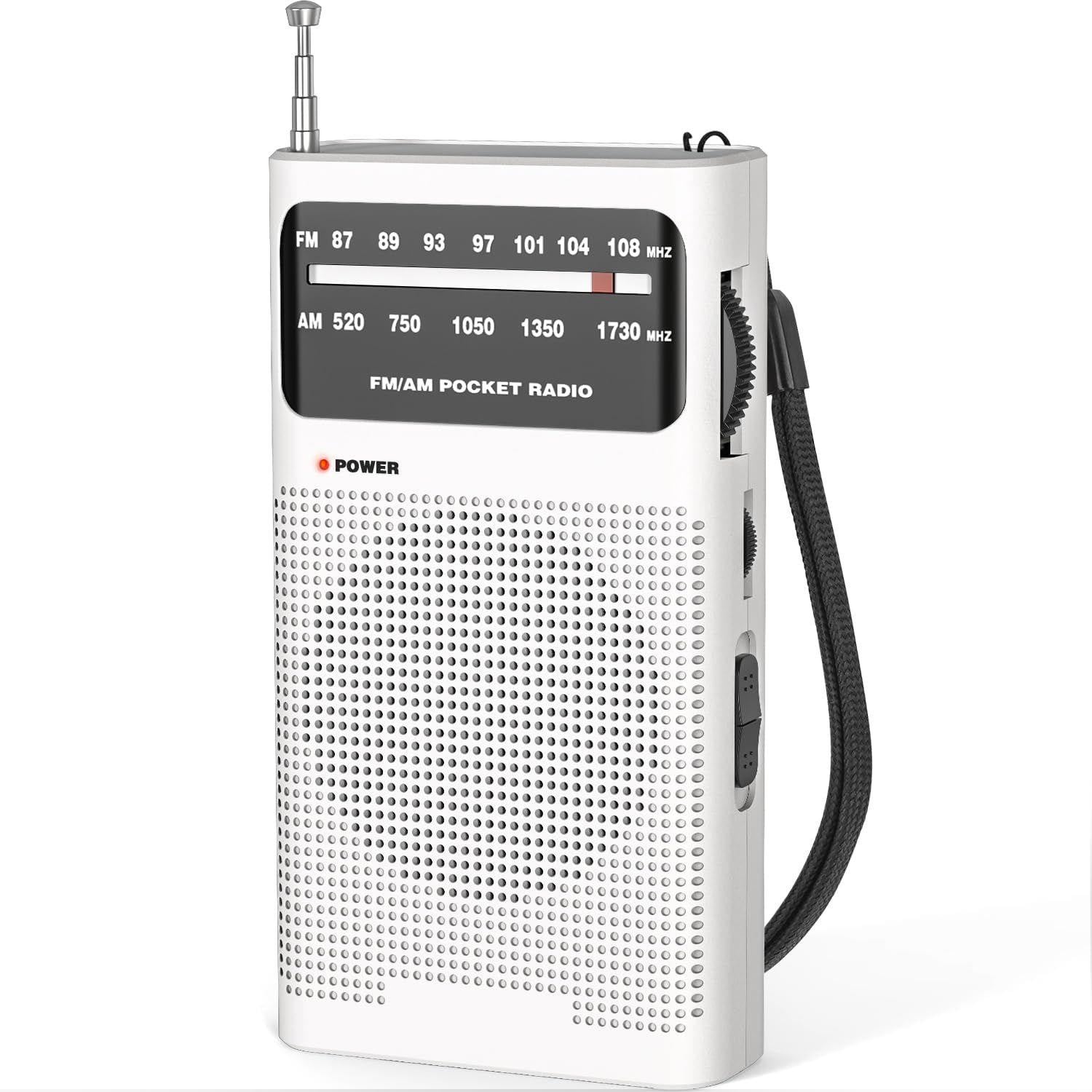 Lustrens Kleine Draagbare FM/AM Radio, Compacte Zakradio met Hoofdtelefoonaansluiting