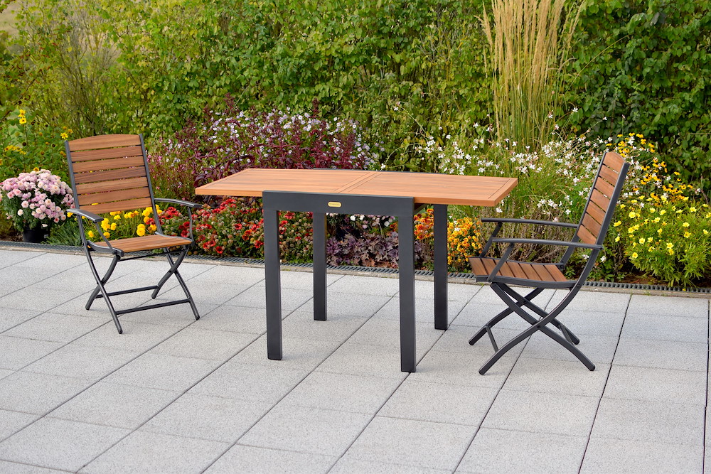 MERXXHANDELS Santorin Balkonset 3tlg 2 Sessel Tisch 65(130)x65cm 16946383