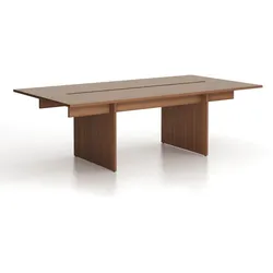 Konferenztisch SOLID + 2x Verlängerung, 240x125 cm, Nussbaum