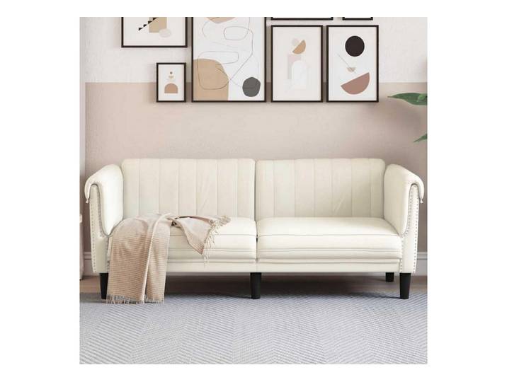 LuxusKollektion 2-Sitzer Sofa Samt Stoff Leseecke Loungesitz Seitenstuhl 2-Sitzer Creme