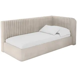EINZELLBETT Jugendbett mit Bettkasten, Links - AURY 100x200 Beige