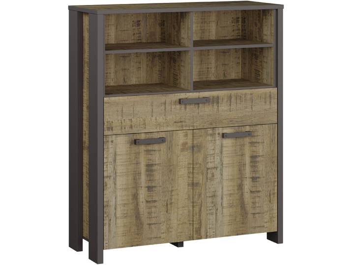 Highboard FORTE Clif , braun (mango natur, uni wolfram grau), B:106,7cm H:127,9cm, Holzwerkstoff, Sideboards, Highboard, Breite 106 cm