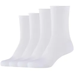 4er Pack camano Cotton Fine Rolled Cuff Socken Damen Damen 0001 - white 35-38