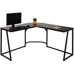 Eck-Schreibtisch HWC-K66, Computertisch Arbeitstisch, MVG-zertifiziert 76x140x140cm, MDF Metall ~ dunkelbraun