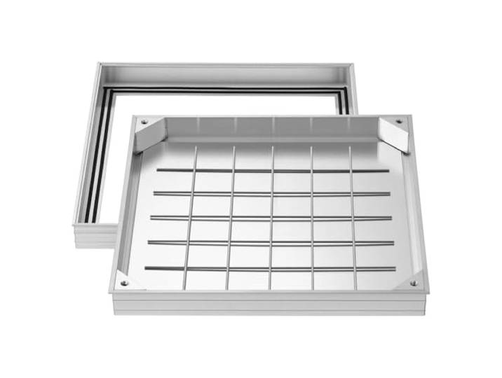 VEVOR Plaque d'Égout avec Cadre 50x50 cm\, Couvercle de Regard Encastré Invisible\, pour Inspection de Drainage Bouche d'Égout Trottoir Jardin\, Couvercle de Fosse Septique Carré\, en Alliage d'Aluminium