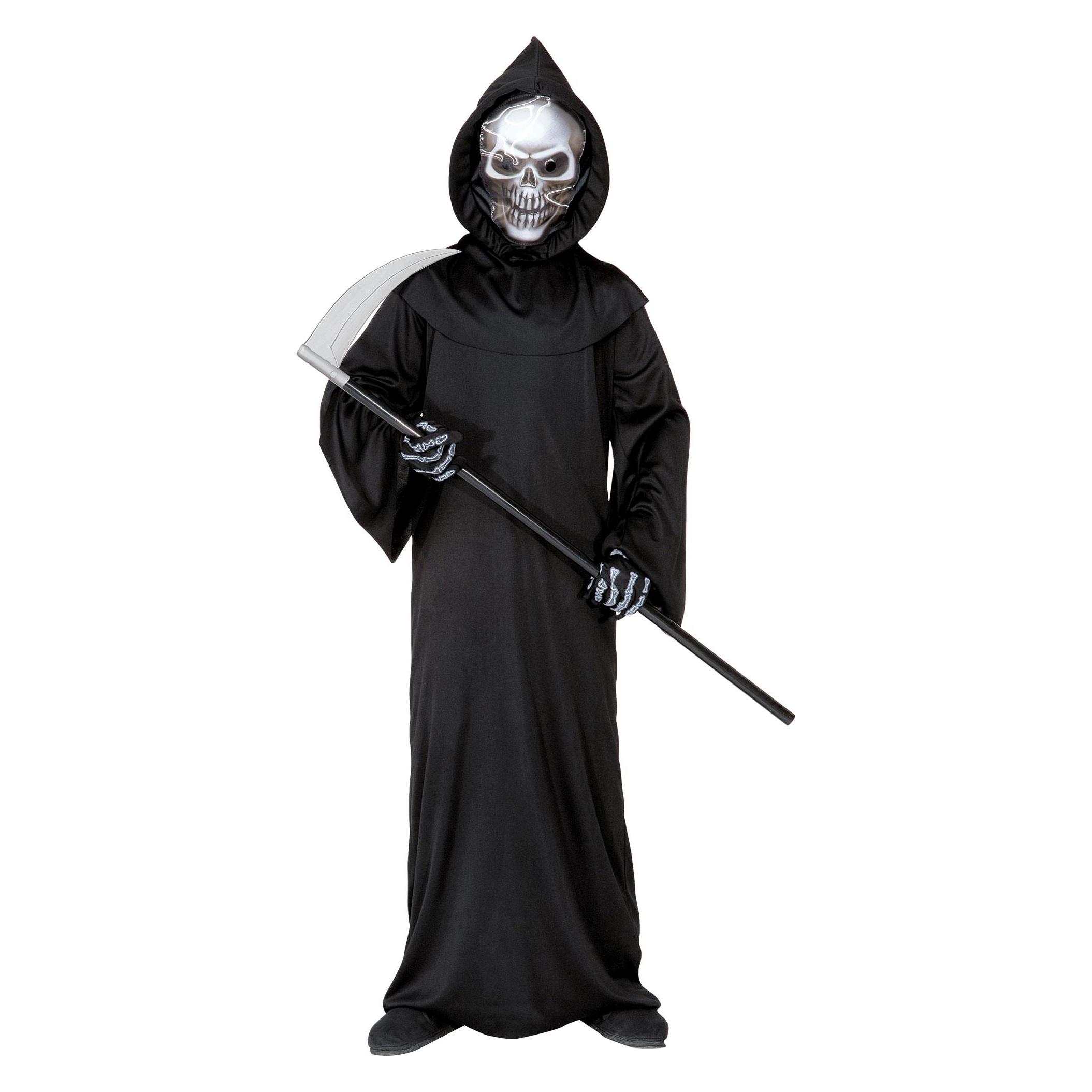 Widmann SENSEMANN" (Tunika, holografische Totenkopfmaske mit Kapuze, Knochenhandschuhe) Gr. 116 (116) (70526_8003558555055)