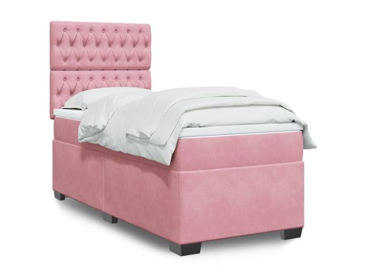 furnicato Bett Boxspringbett 200x80 cm Rosa (1-tlg), Höhenverstellbares Kopfteil und Taschenfederkern-Einzelbett in Rosa