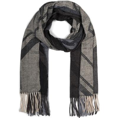 Schal STYLEBREAKER "Web Schal Geometrisch", Damen, schwarz (schwarz, grau), Obermaterial: 100% Viskose CV., Modisch, Modetücher Schal