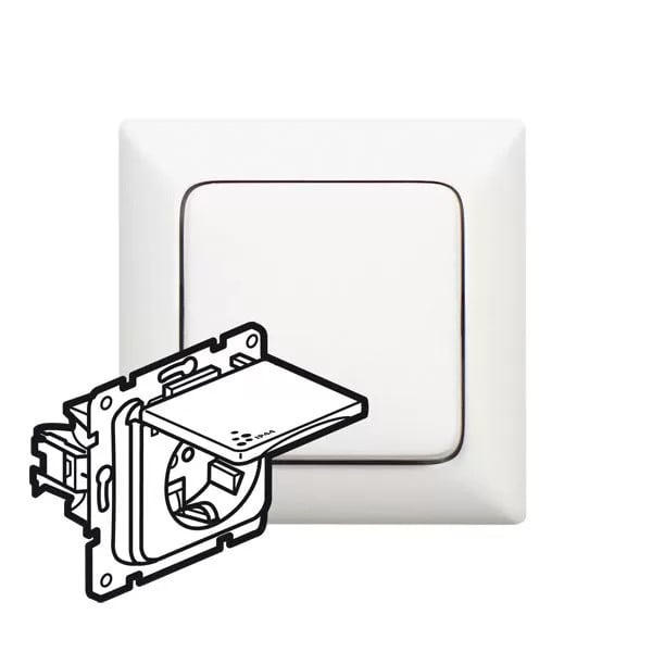 Legrand Creo Stopcontact met Klapdeksel en Verhoogde Aanraakbeveiliging, Ultra Wit, Pro21