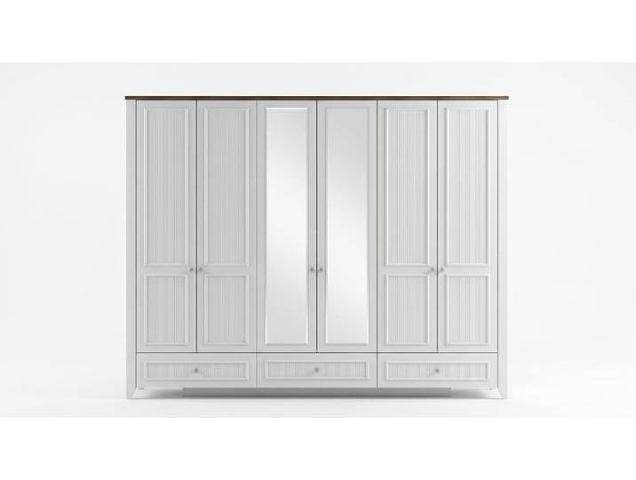 Xlmoebel Kleiderschrank Moderner weißer Kleiderschrank mit Glastüren und Spiegel Made in Europa