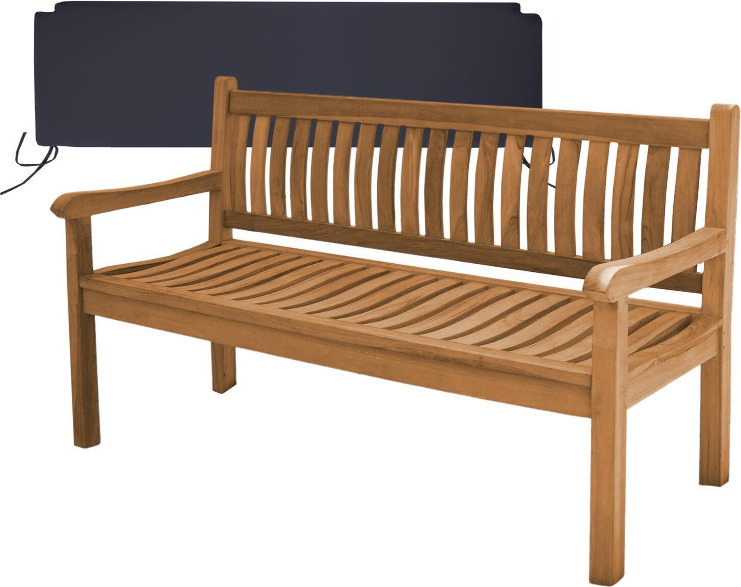Teako Design Gartenbank Arezzo Teakholz Massiv 150x63x90cm schwarz